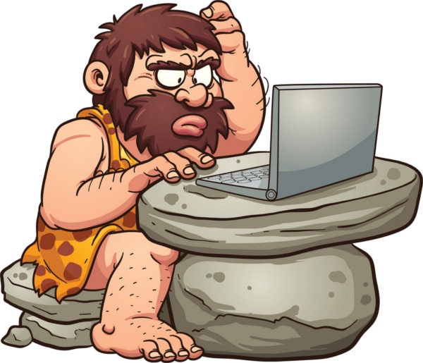Caveman with a laptop