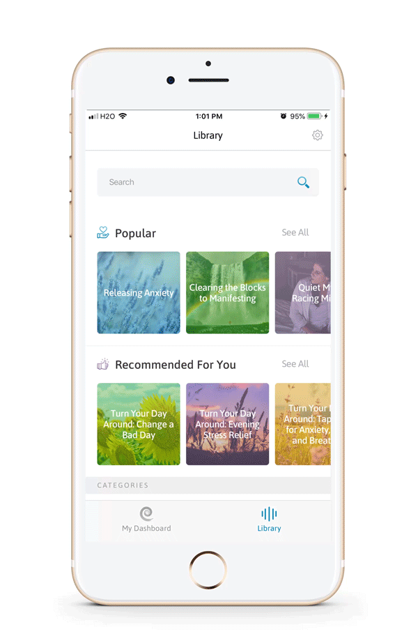 Picking a topic in The Tapping Solution app