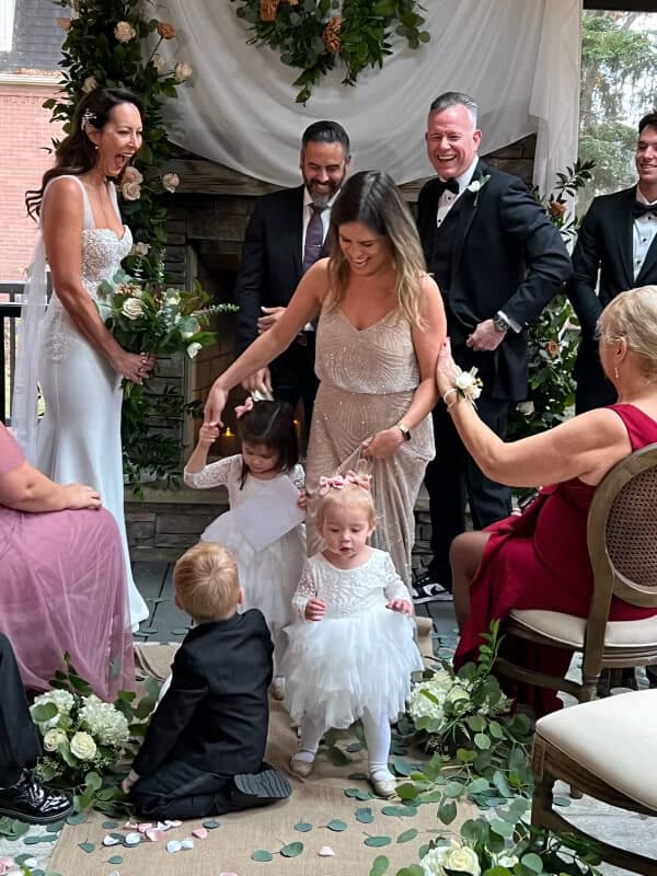 Jessica Ortner and her daughter the flower girl at Sean Casey's wedding