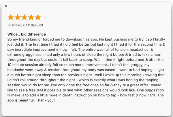 The Tapping Solution app user review screenshot 2