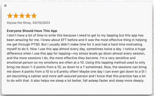 The Tapping Solution app user review screenshot 3